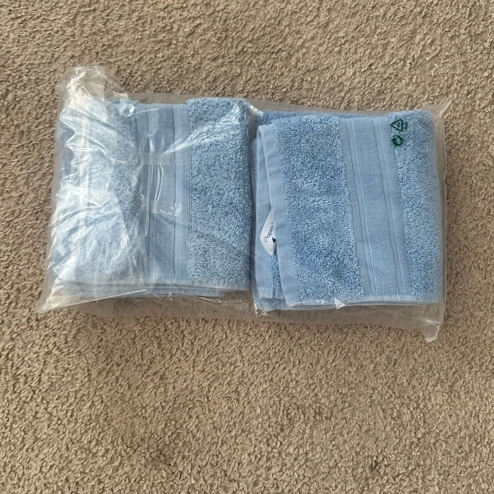 2 Turkish Cotton Blue Hand Towels